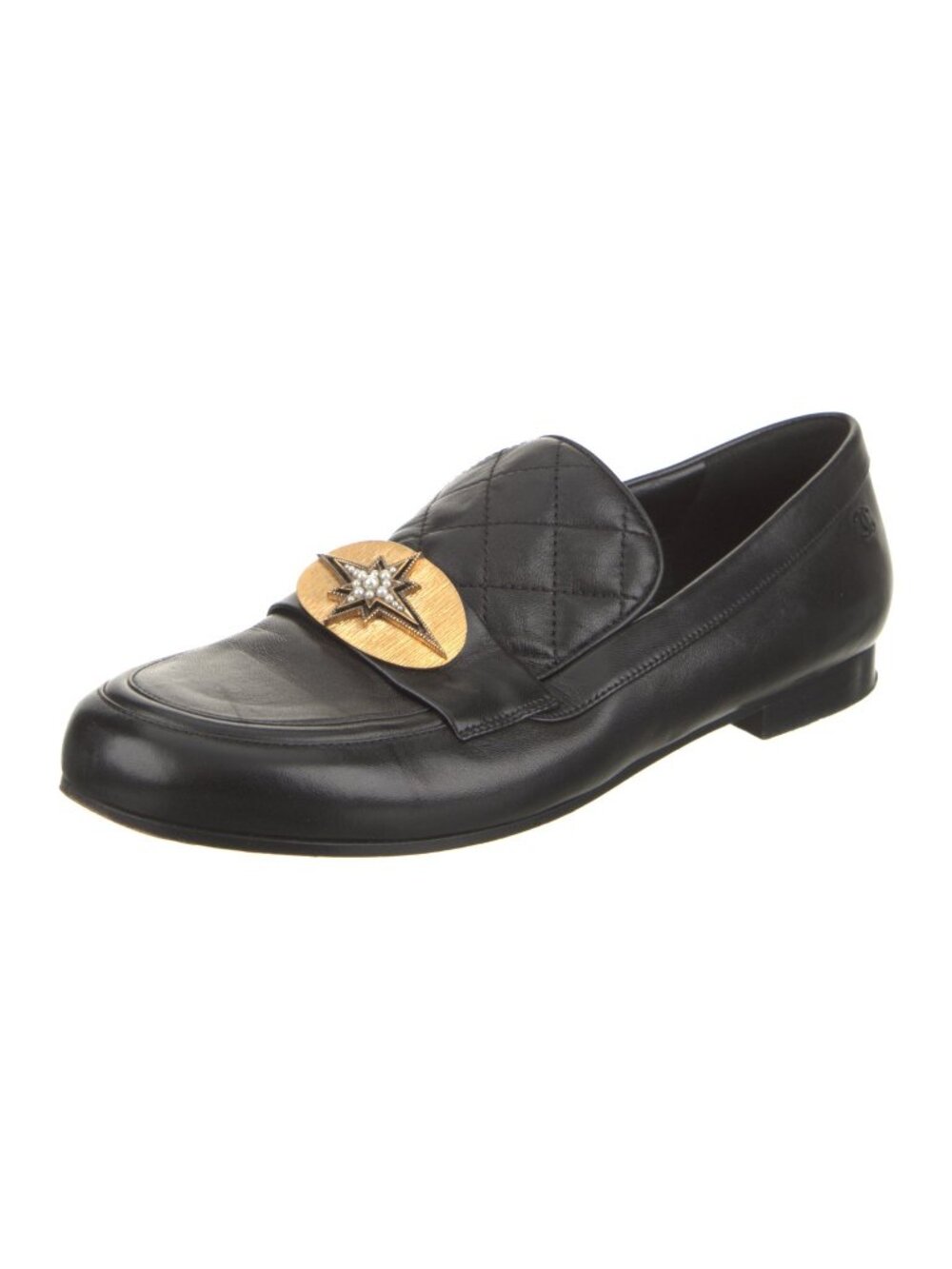 Chanel Black Quilted Leather CC Logo Loafers - Picture 3 of 5